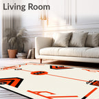 Opaque Cream Orange Geometric Composition Rug