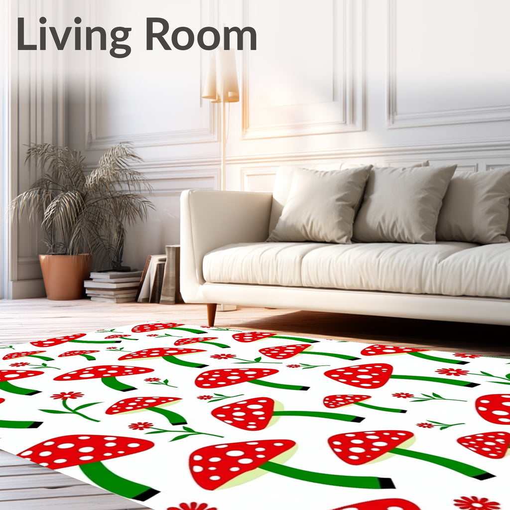 Red White Spotted Mushroom Garden Rug