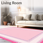 Pink Decorative Bordered Pastel Rug