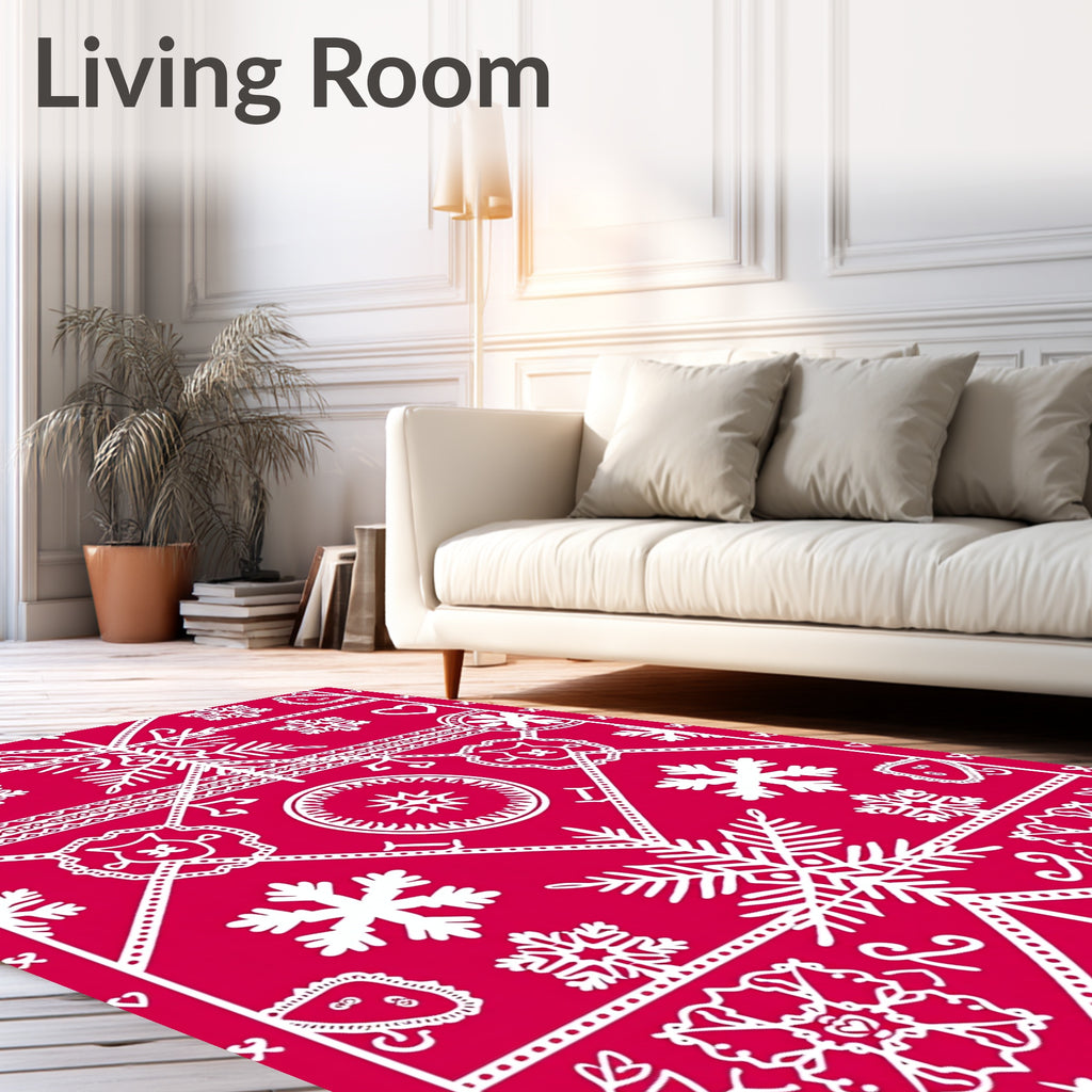 Winter Wonder Heartflakes Rug