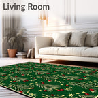 Green Holiday Christmas Tree Stars Rug