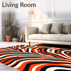Bold Orange Ivory Animal Print Rug