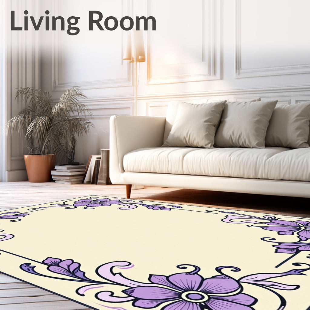 Lavender Floral Art Nouveau Corner Rug