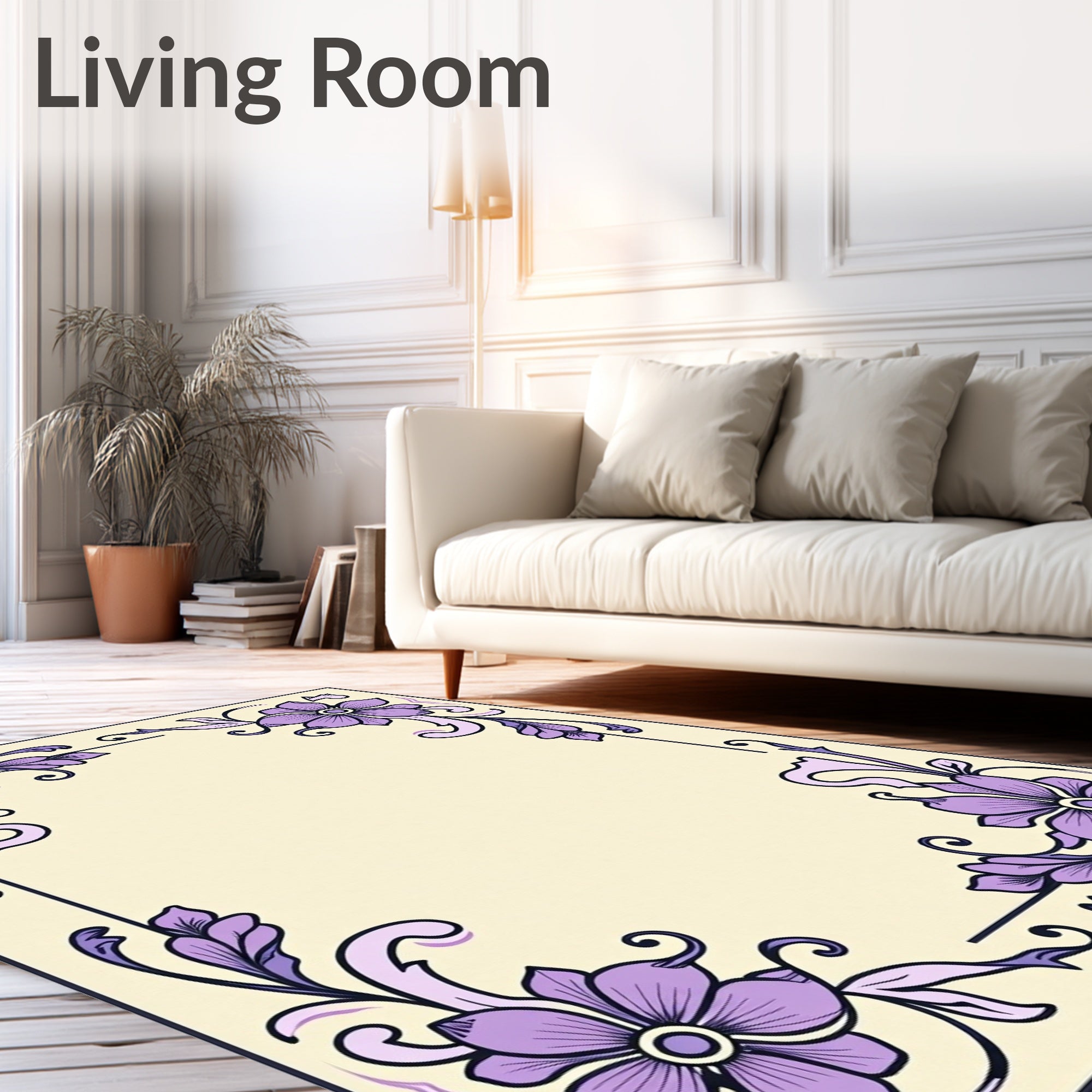 Lavender Floral Art Nouveau Corner Rug