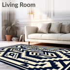 Navajo Inspired Navy Cream Geometric Rug