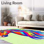 Vibrant Rainbow Horse Head Art Rug