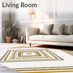 Golden Geometric Diamond Medallion Rug