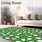 Festive Green Red Circles Garland Rug