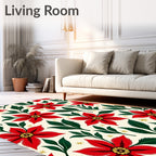 Rich Red Poinsettia Floral Garden Rug