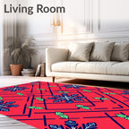 Red Snowflake Geometric Arrangement Rug