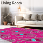Vibrant Fuchsia Peacock Feather Collection Rug