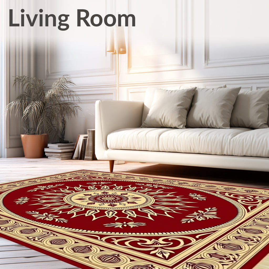 Garnet Sunburst Floral Medallion Rug