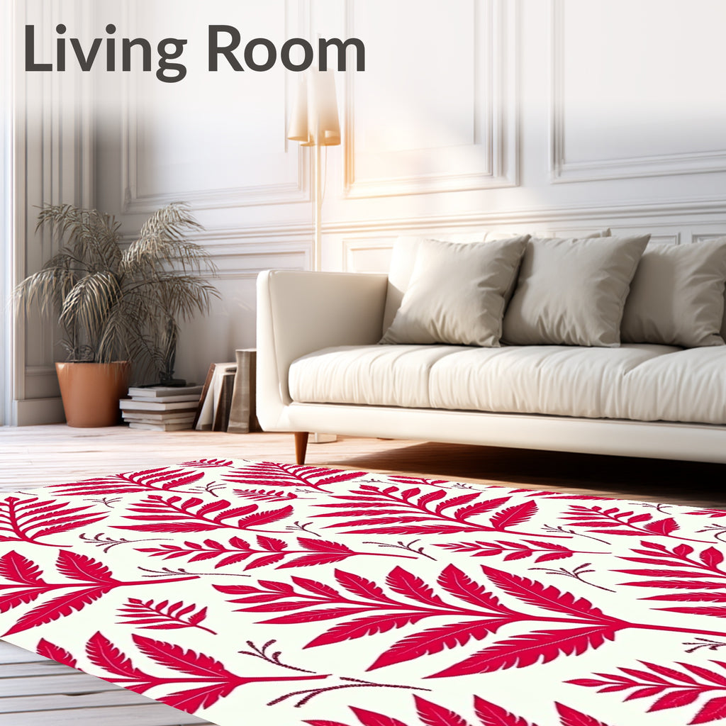 Scarlet Fern Leaf Collage Rug