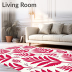 Scarlet Fern Leaf Collage Rug