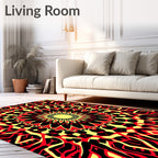 Crimson Yellow Mandala Sunburst Rug
