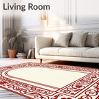 Intricate Red Floral Archway Frame Rug