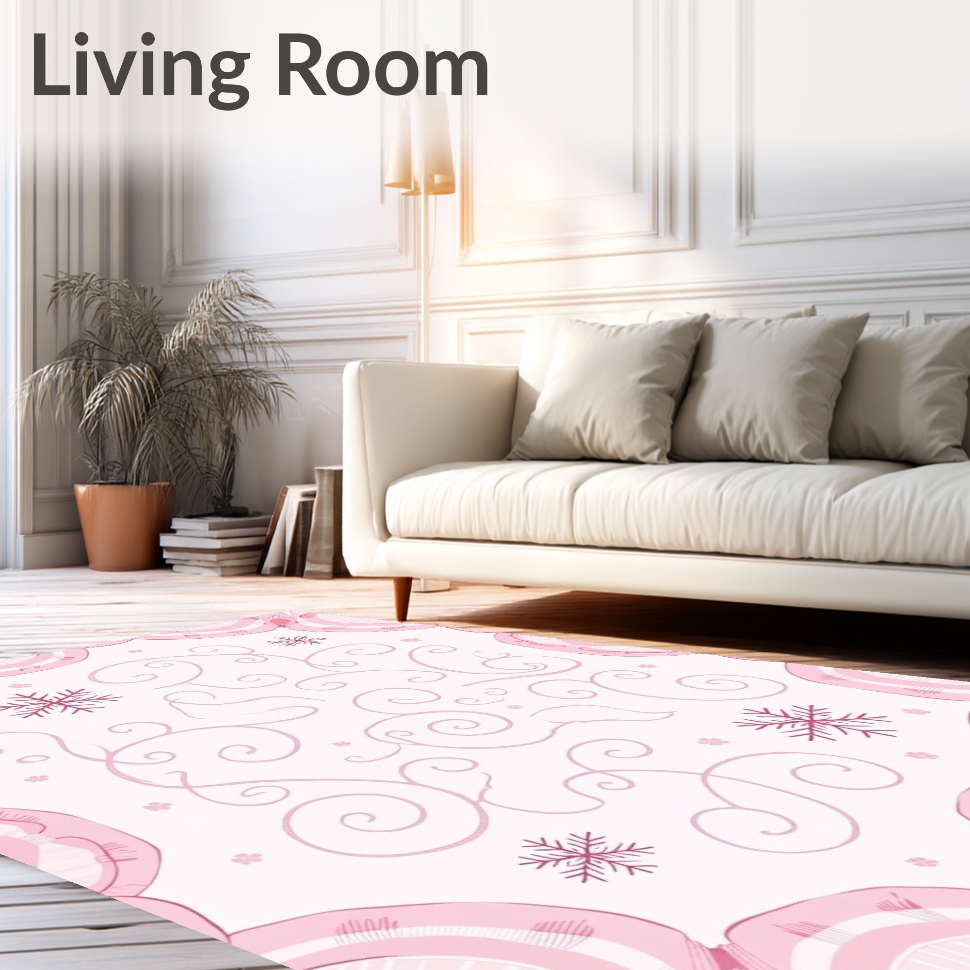 Pastel Pink Swirls Snowflake Garland Rug