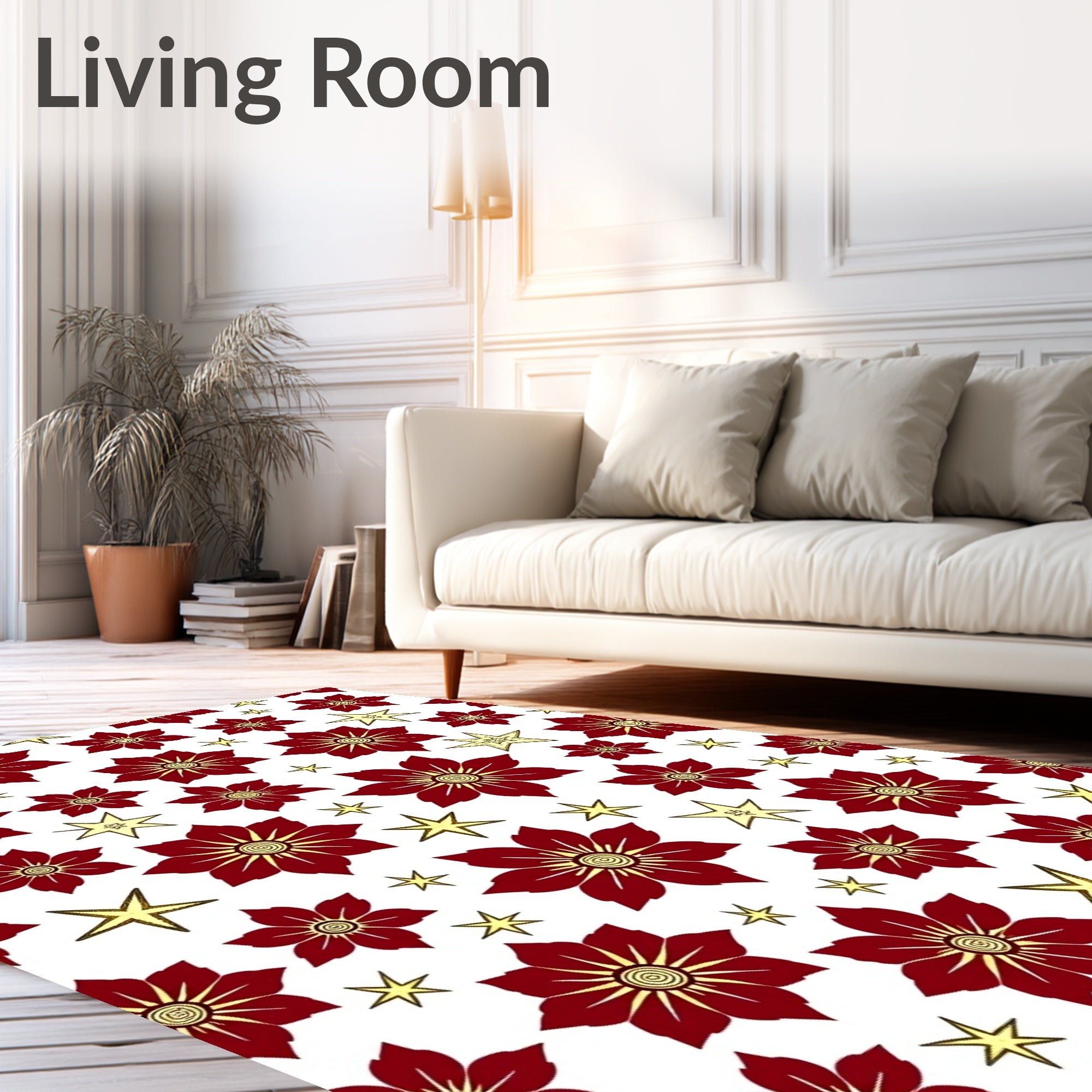 Crimson Flower Starry Medallion Rug