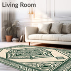 Dark Green Diamond Medallion Rug