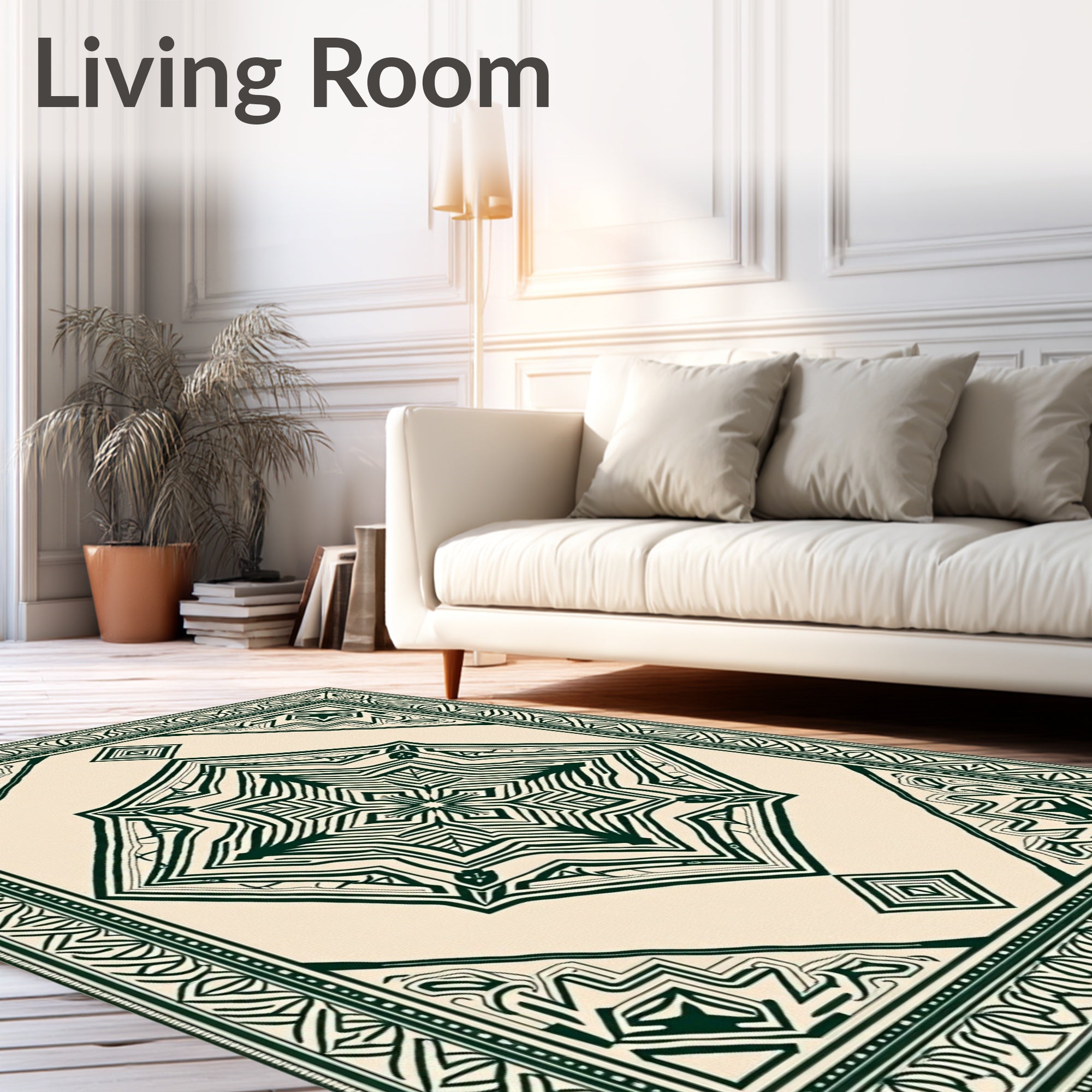 Dark Green Diamond Medallion Rug