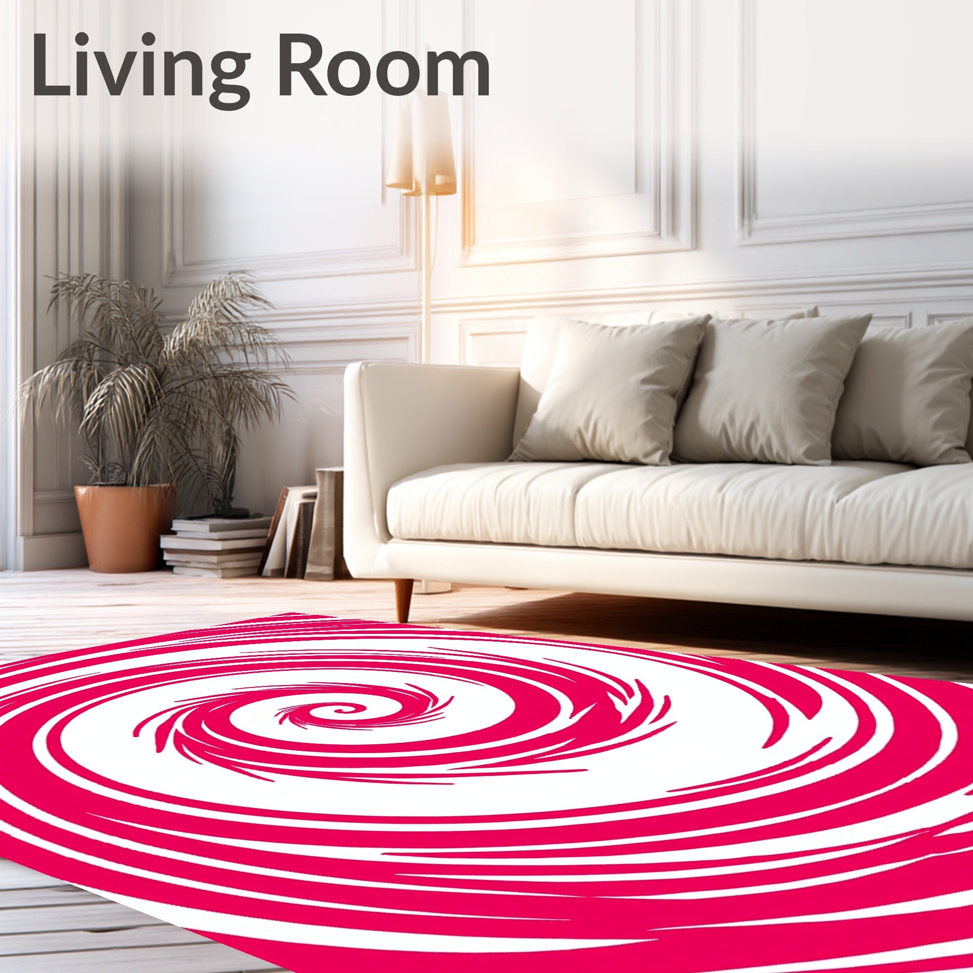 Vibrant Pink Swirl Vortex Rug
