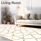 Golden Interlocking Vine Swirl Rug