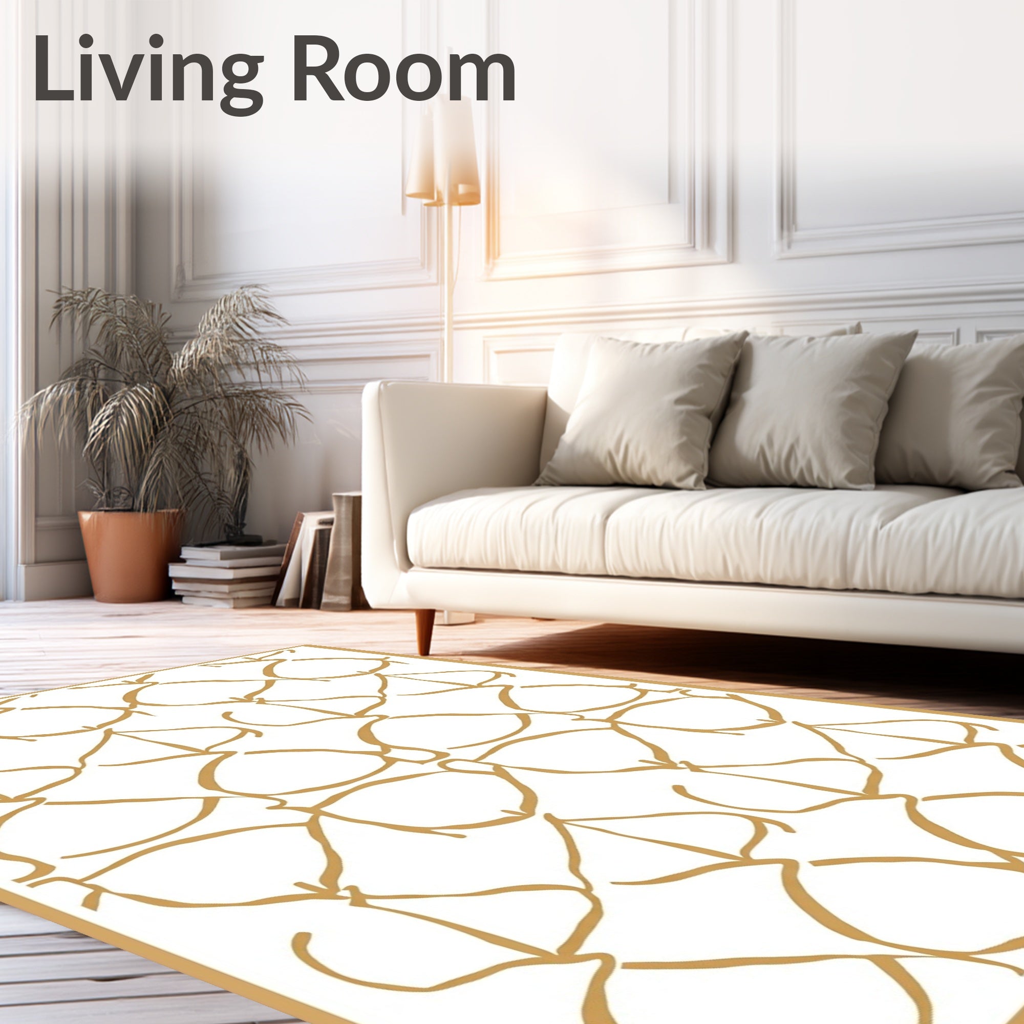 Golden Interlocking Vine Swirl Rug
