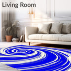 Electric Blue Cream Swirl Rug