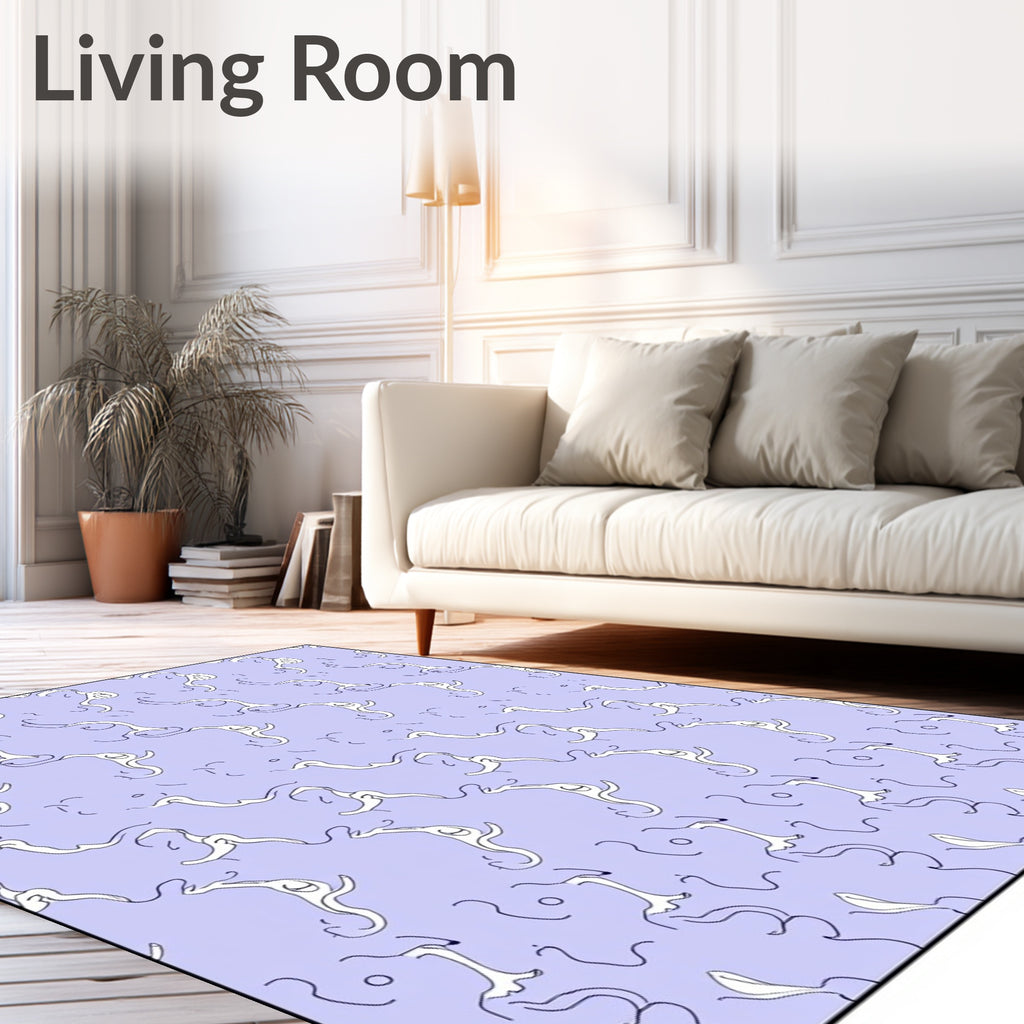 Whimsical Lavender Flowing Ribbon Rug