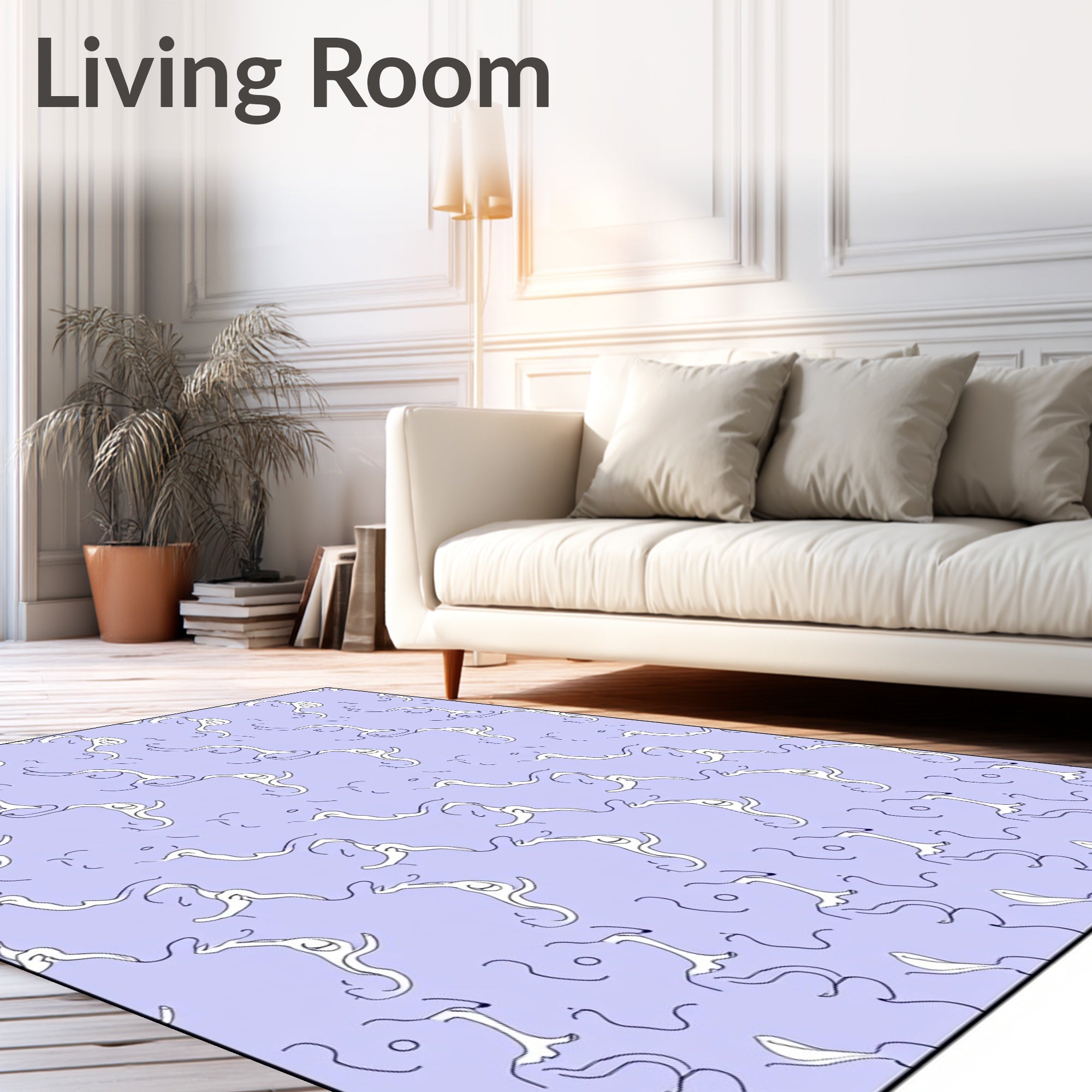 Whimsical Lavender Flowing Ribbon Rug
