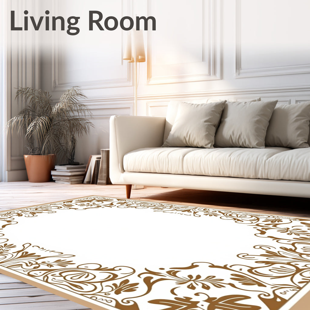 Vintage Sepia Floral Scrollwork Arrangement Rug