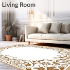 Vintage Sepia Floral Scrollwork Arrangement Rug