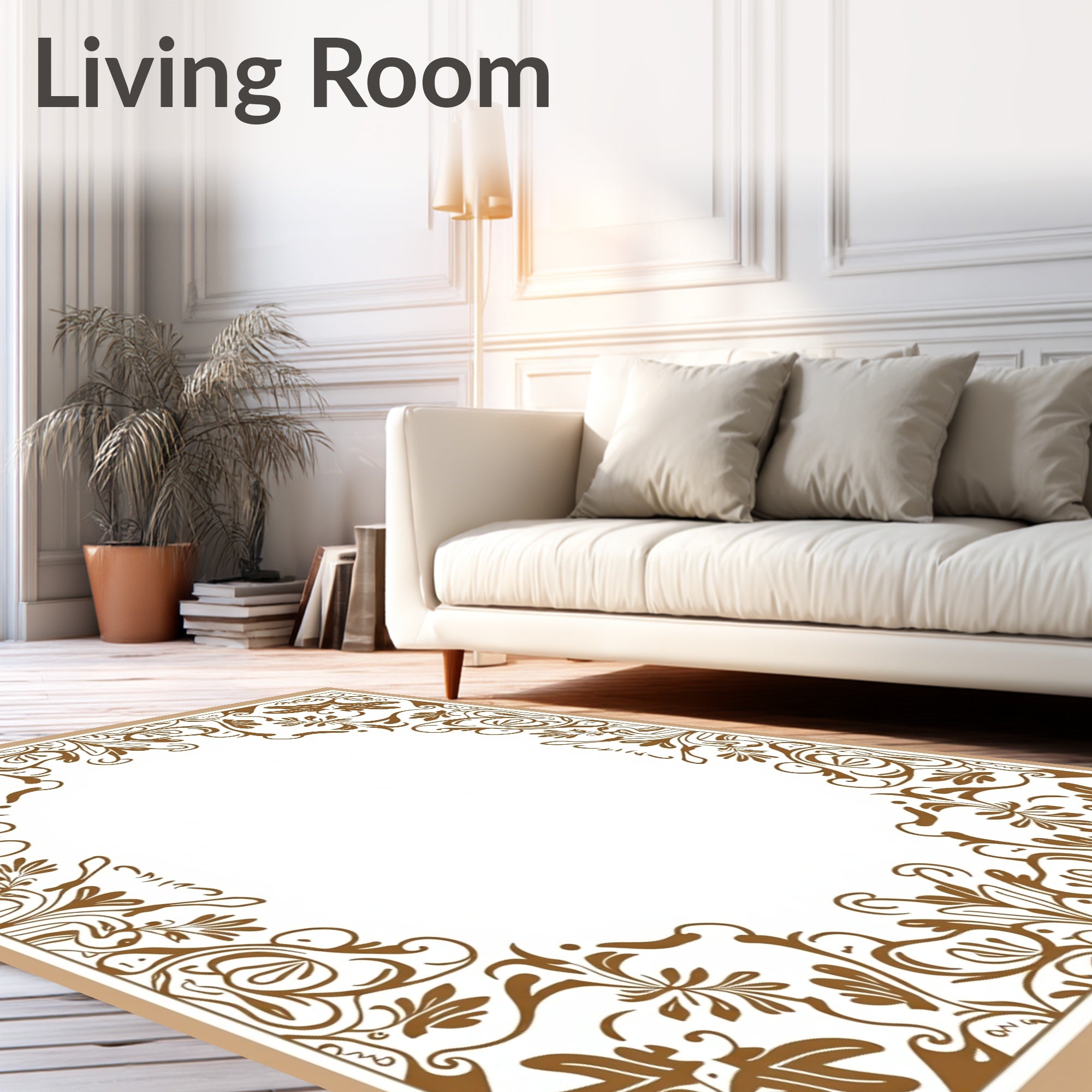 Vintage Sepia Floral Scrollwork Arrangement Rug