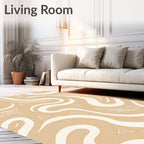 Sandy Beige Swirling Lines Triangles Rug