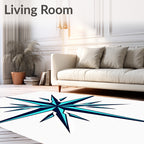 Aqua Teal Starburst Compass Rose Rug