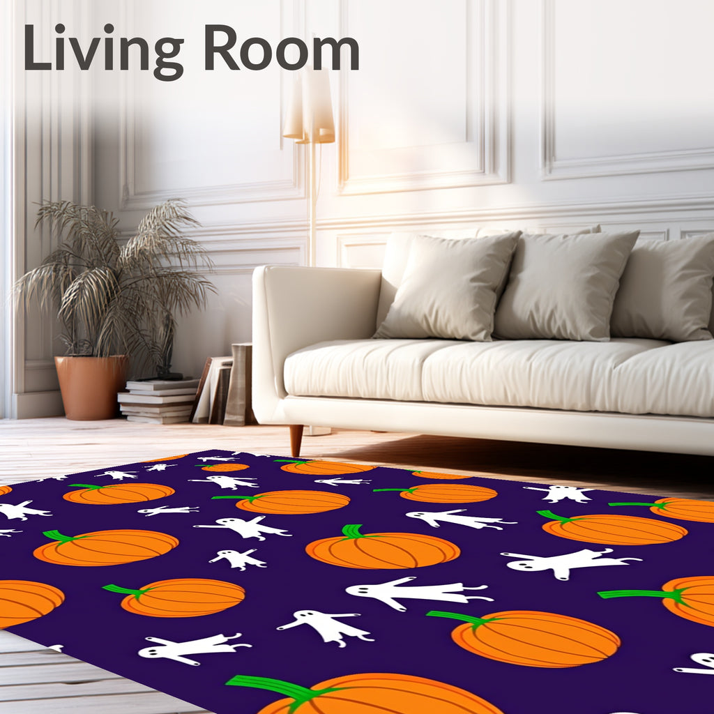 Orange Pumpkin Ghostly Halloween Nap Rug