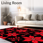 Bold Red Tropical Flower Medley Rug