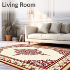 Burgundy Botanical Corner Medallion Rug