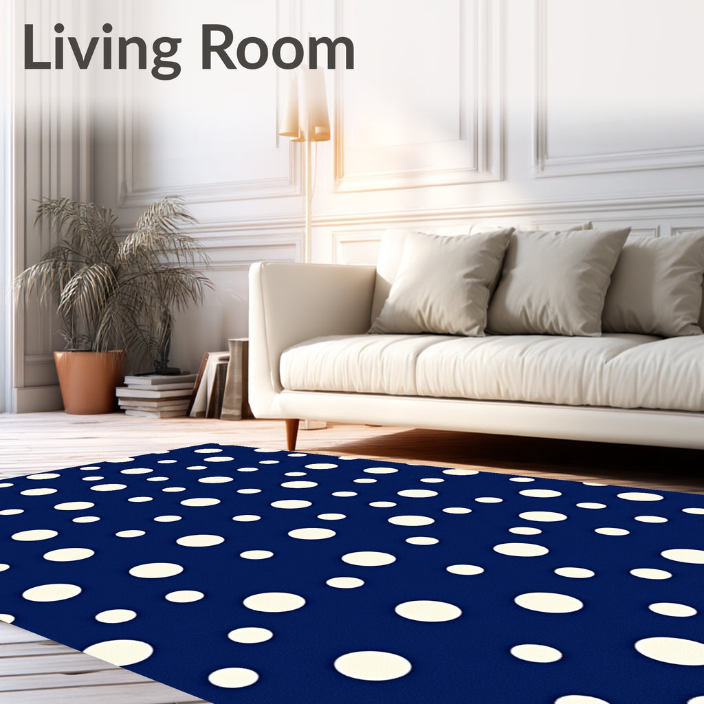 Navy Cream Polka Dot Scatter Rug