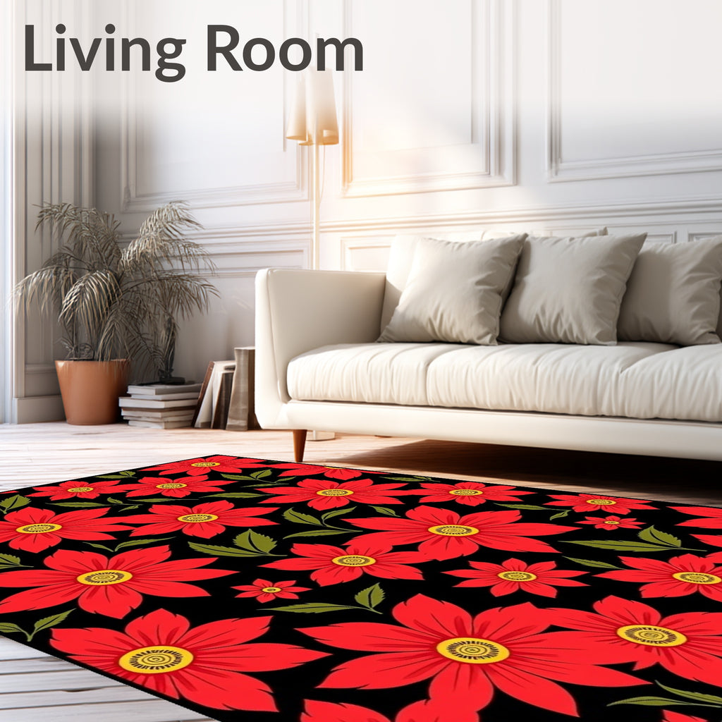 Bold Scarlet Bloom Scatter Rug