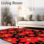 Bold Scarlet Bloom Scatter Rug