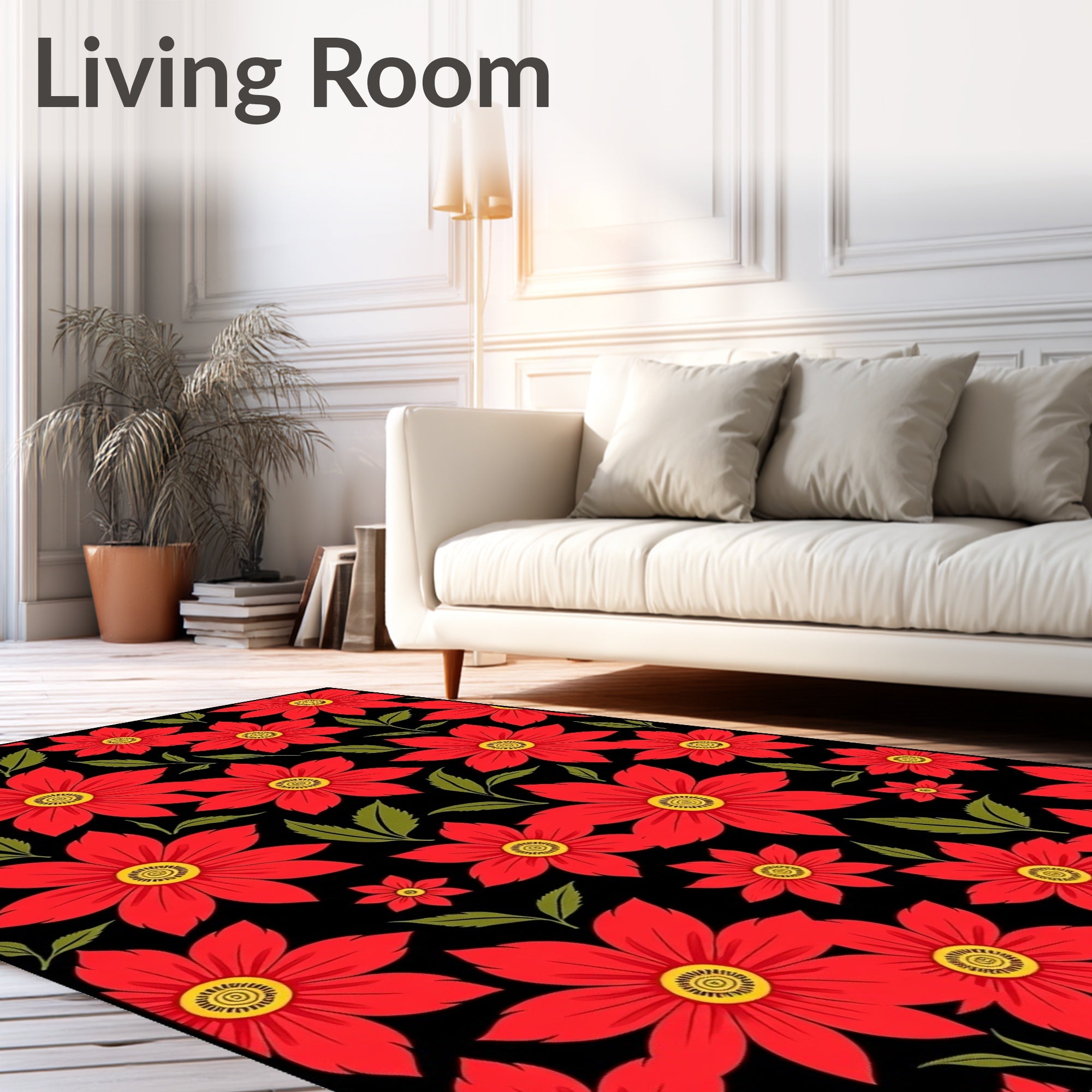 Bold Scarlet Bloom Scatter Rug