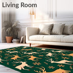 Golden Deer Snowflake Forest Rug