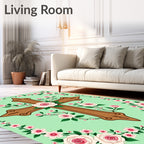 Rose Floral Cross with Wood Texture Rug