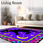 Black Cat Starry Night Border Rug