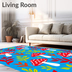 Red Spotted Mushroom Foliage Scatter Rug