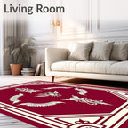 Crimson Ivory Heraldic Winged Crest Rug