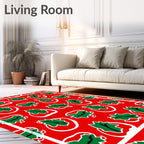 Bright Red Holly Leaf Cluster Rug