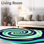 Deep Teal Swirling Vortex Rug