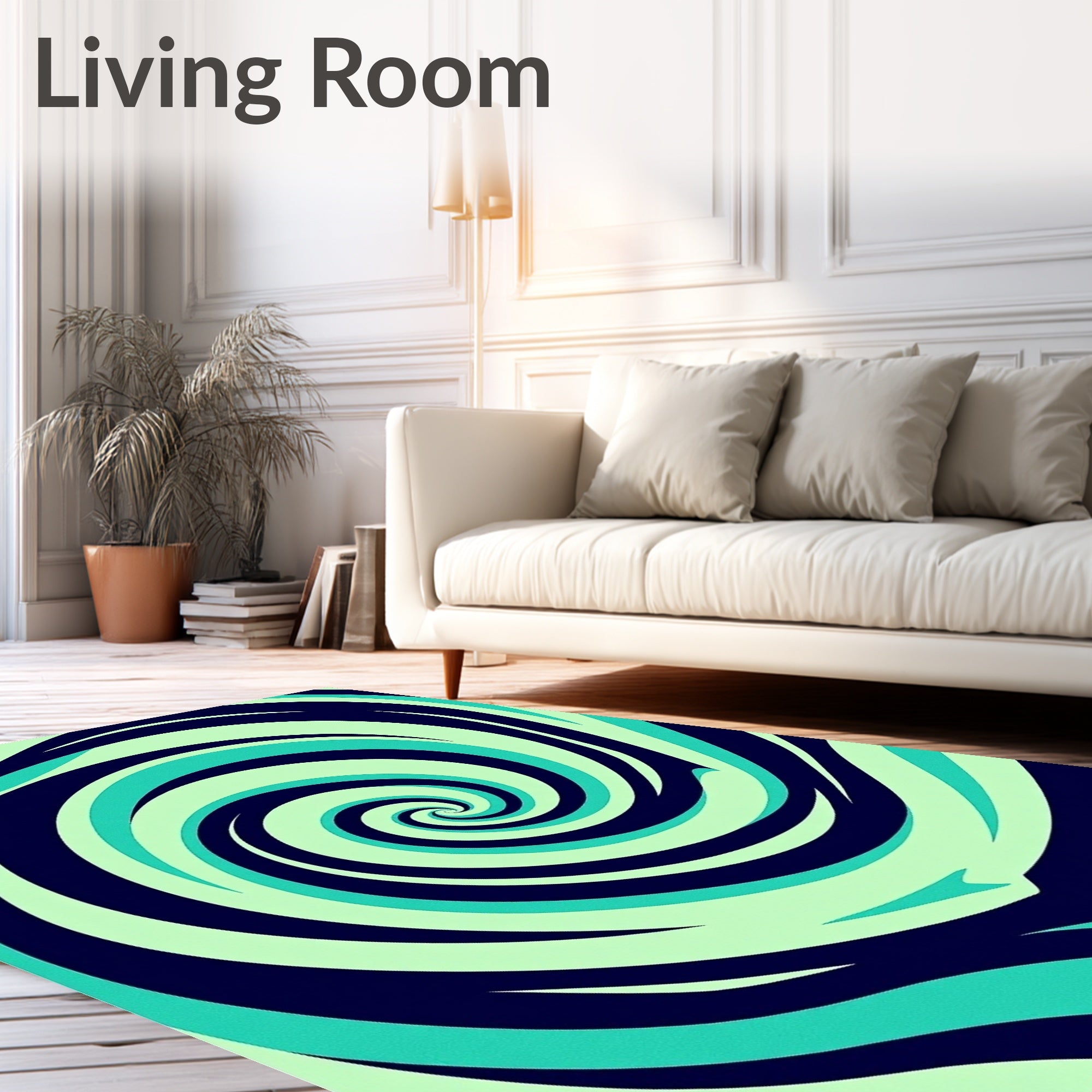 Deep Teal Swirling Vortex Rug